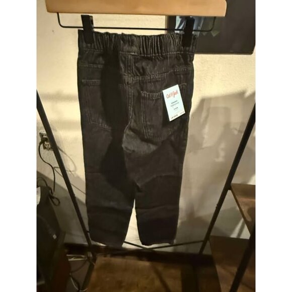 Boys Straight Fit Pull-On Pants With Drawstring - Cat & Jack™ Black Denim 8 Slim - Picture 2 of 3